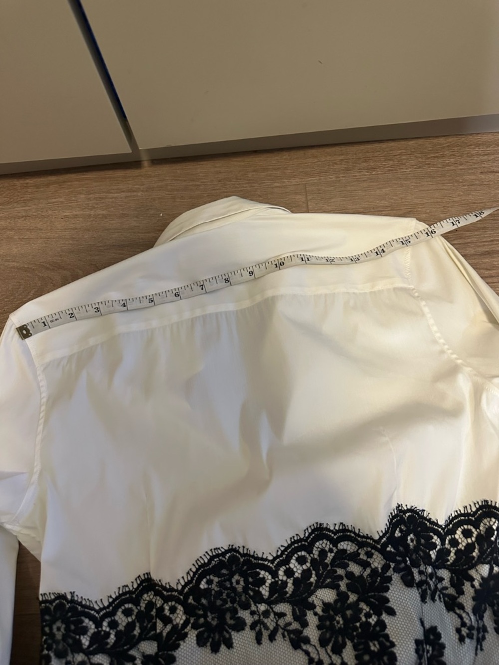 Valentino White Black Lace-Trim Silk Button-Up Blouse Top Size S - Picture 3 of 7